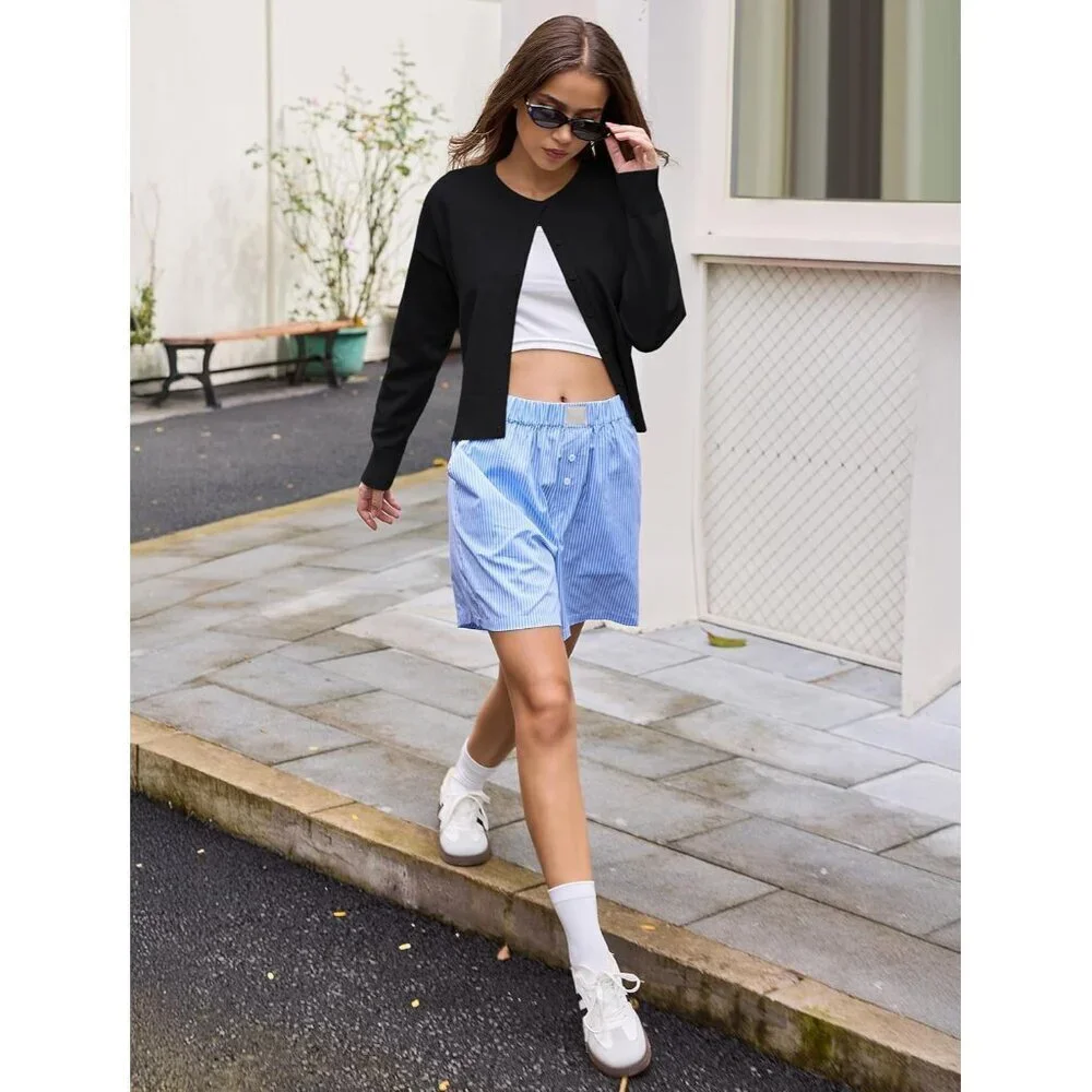 Women's Cropped Knit Cardigan Lightweight Fall Outfits Casual Chic